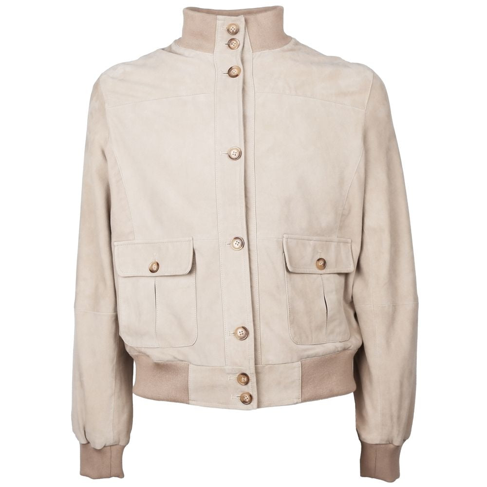 Emilio Romanelli Beige Kalbsleder Herrenjacke