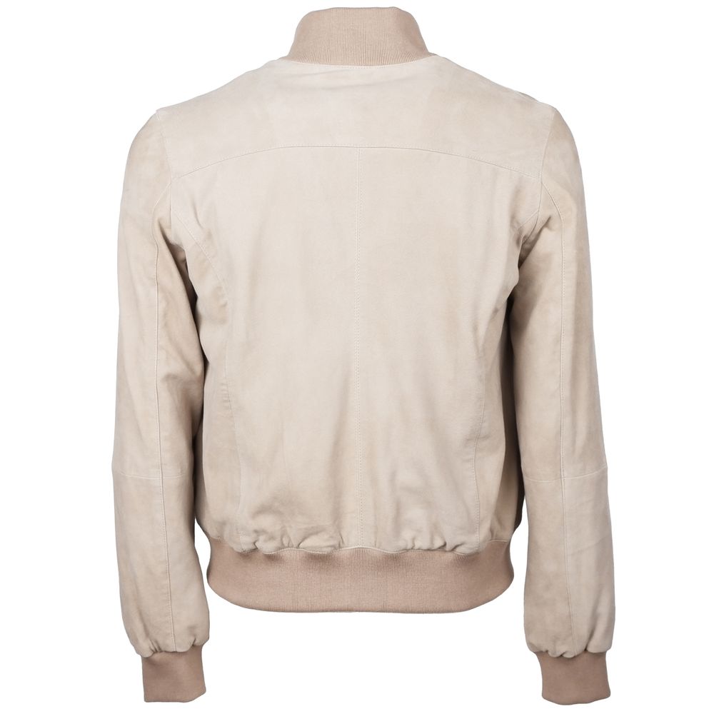 Emilio Romanelli Beige Kalbsleder Herrenjacke