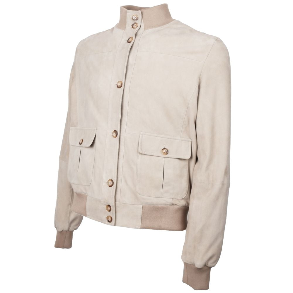 Emilio Romanelli Beige Kalbsleder Herrenjacke
