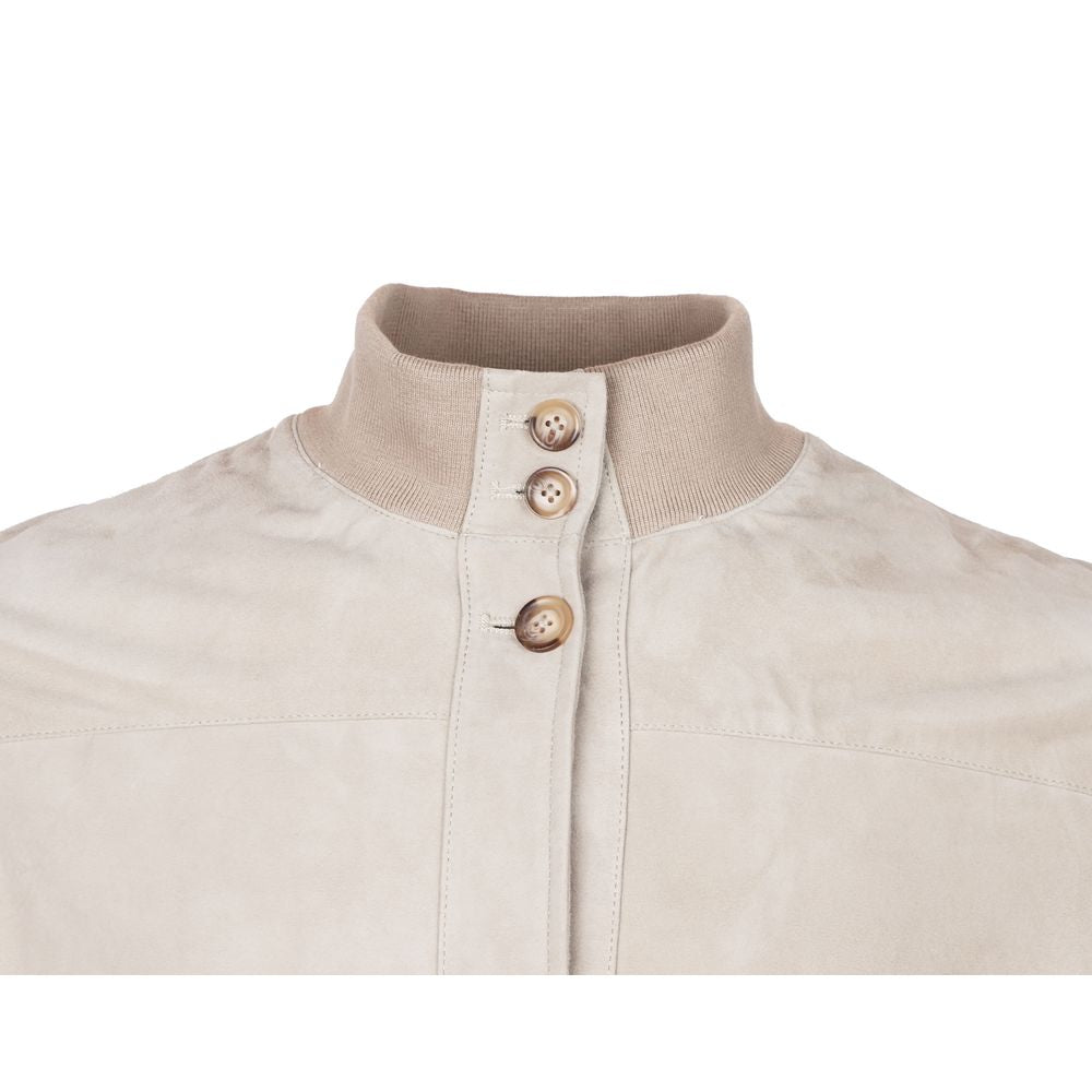 Emilio Romanelli Beige Kalbsleder Herrenjacke