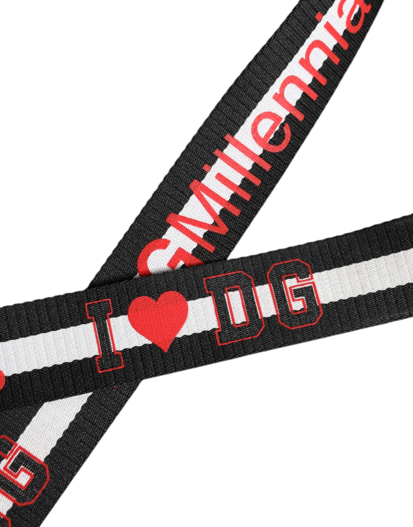 Cintura Dolce &amp; Gabbana con fibbia in metallo con logo stampato in bianco e nero