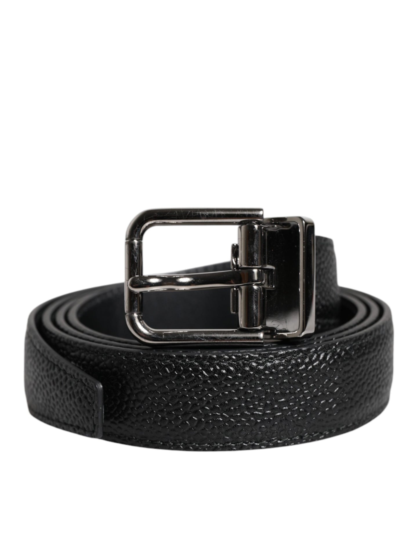 Cintura Dolce &amp; Gabbana in pelle di vitello nera con fibbia classica in metallo
