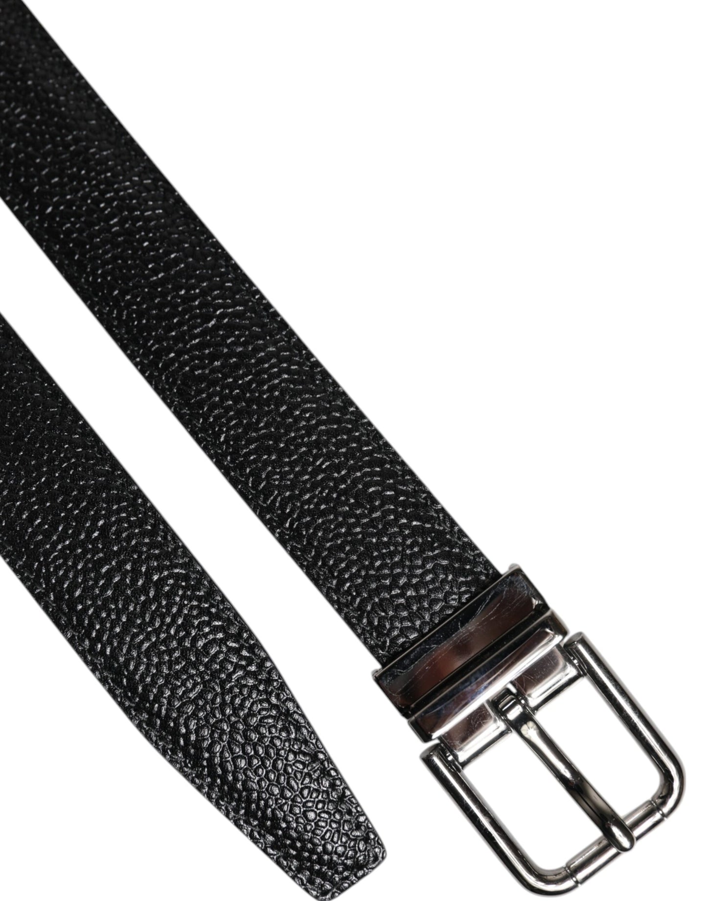 Cintura Dolce &amp; Gabbana in pelle di vitello nera con fibbia classica in metallo