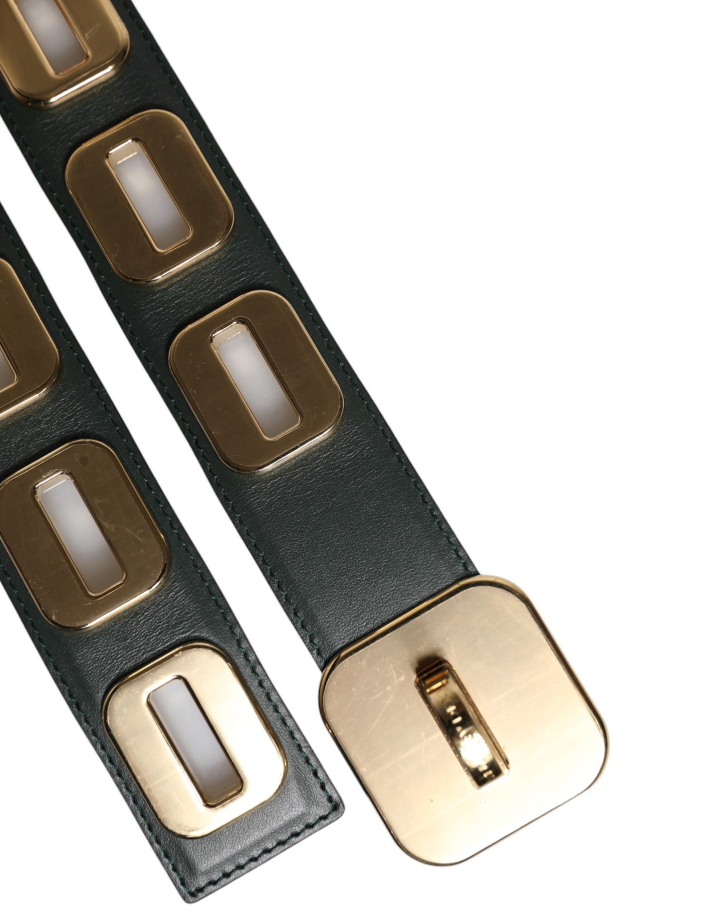 Cintura Dolce &amp; Gabbana in pelle verde con fibbia girevole color oro