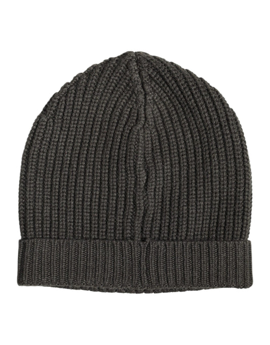 Dolce &amp; Gabbana Wintermütze aus dunkelgrauem Kaschmirstrick