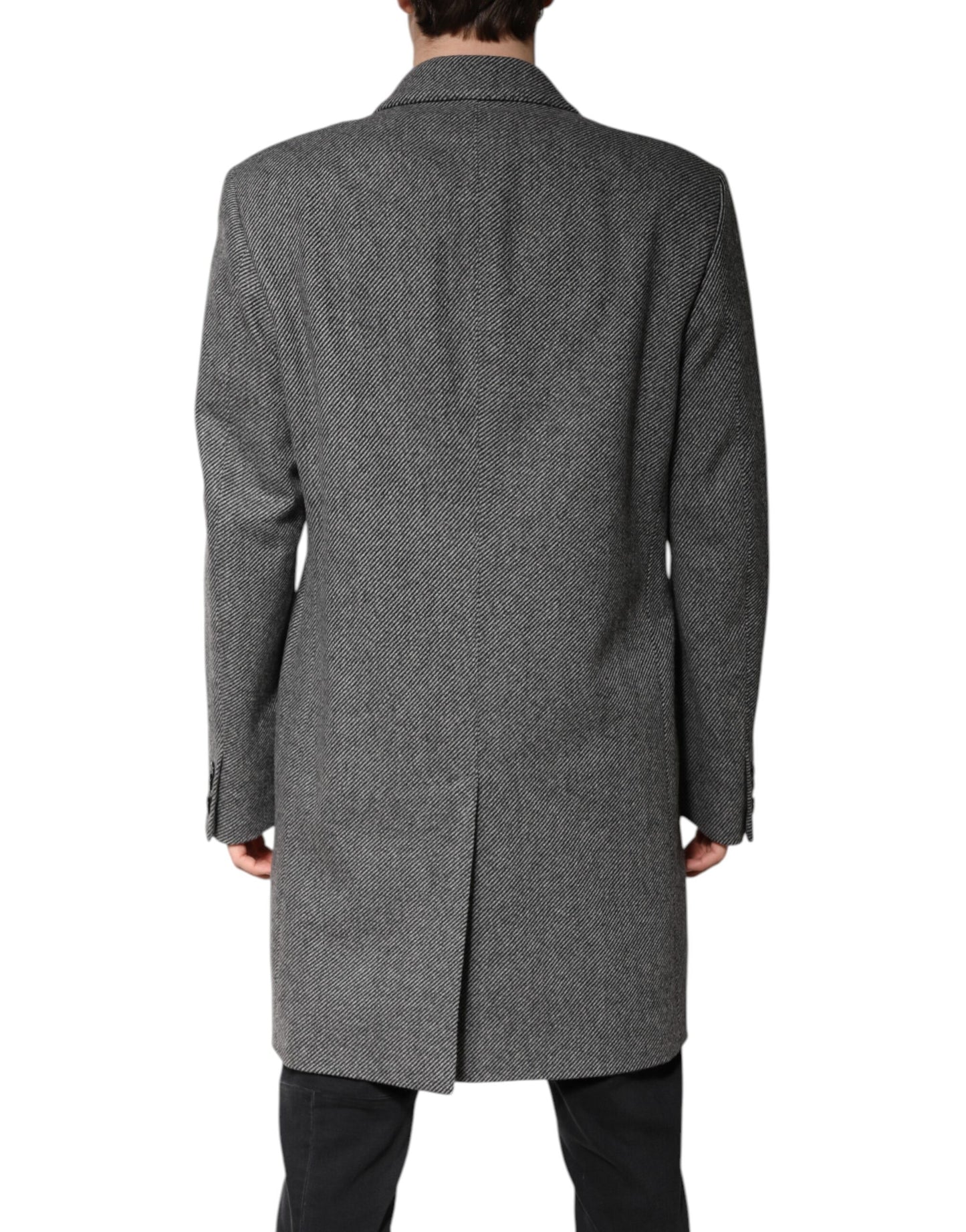 Giacca trench monopetto in lana grigia Dolce &amp; Gabbana