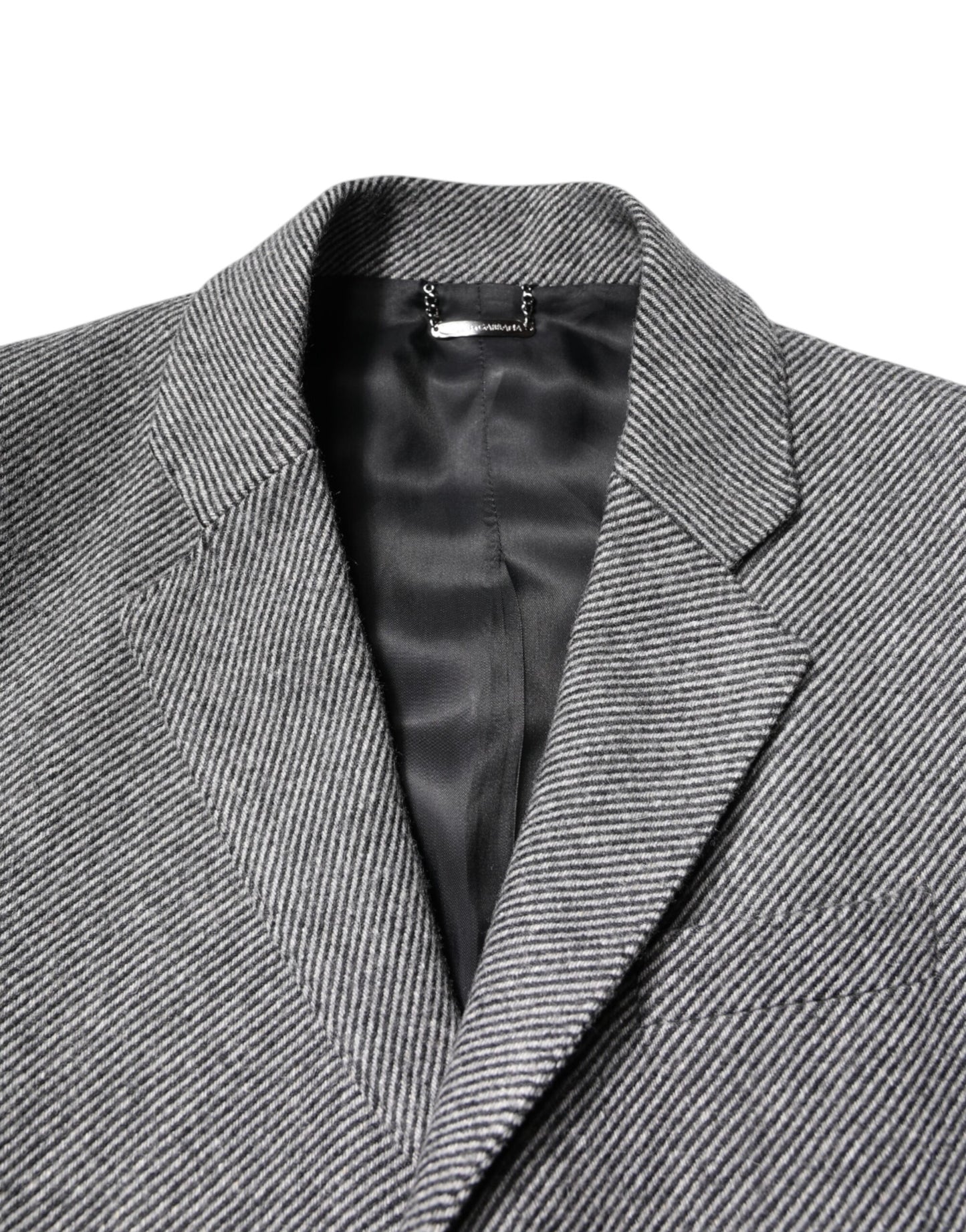 Giacca trench monopetto in lana grigia Dolce &amp; Gabbana