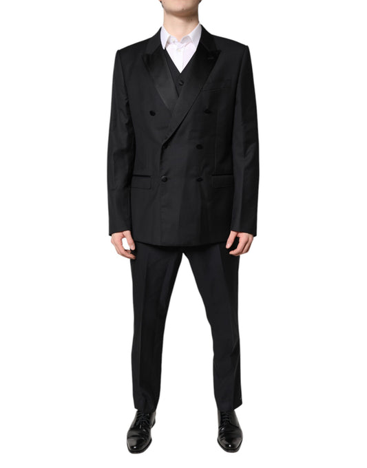 Dolce &amp; Gabbana – Schwarzer, zweireihiger, formeller 3-teiliger Anzug