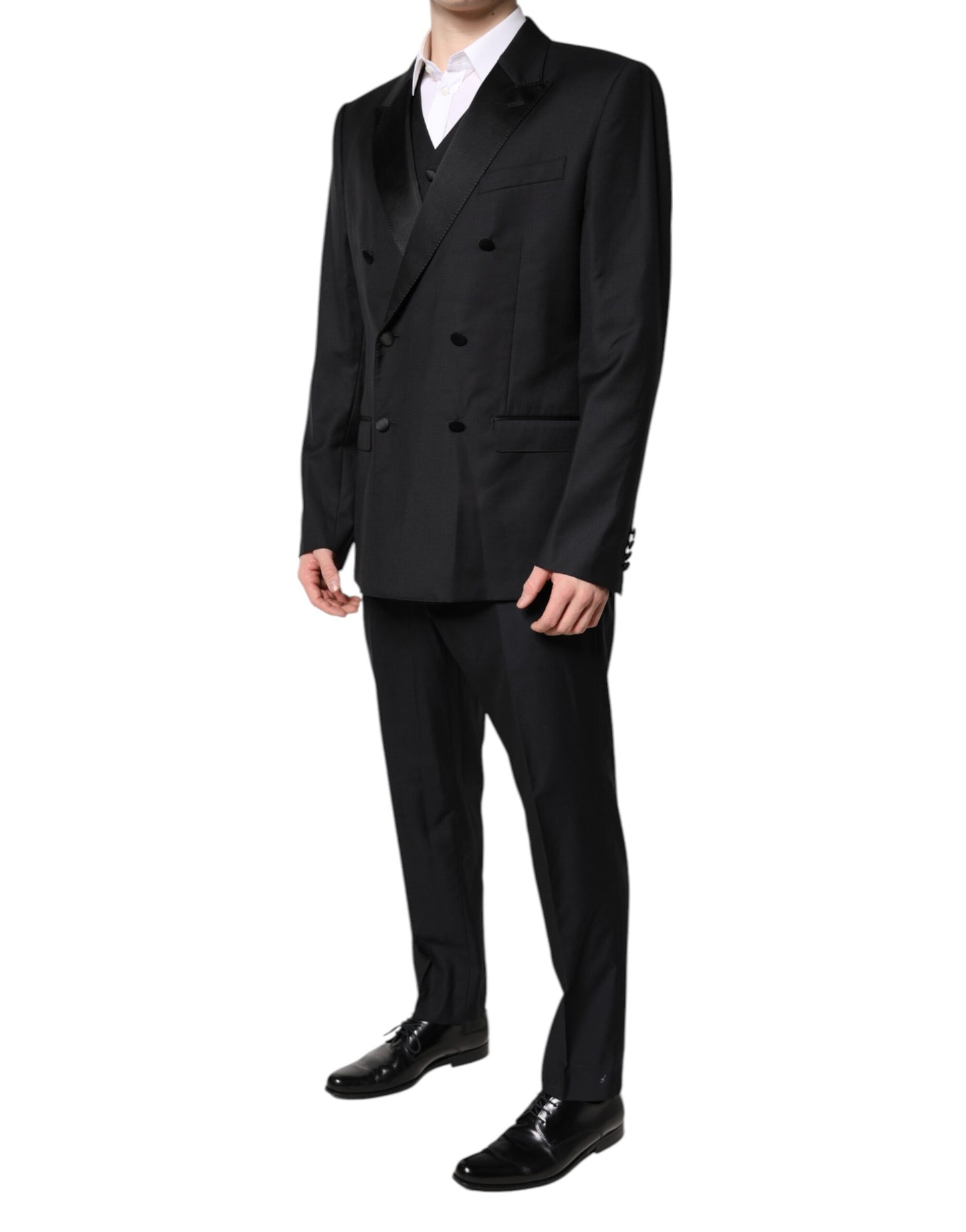 Dolce &amp; Gabbana – Schwarzer, zweireihiger, formeller 3-teiliger Anzug