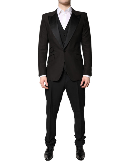 Dolce &amp; Gabbana – Schwarzer, einreihiger, formeller 3-teiliger Anzug