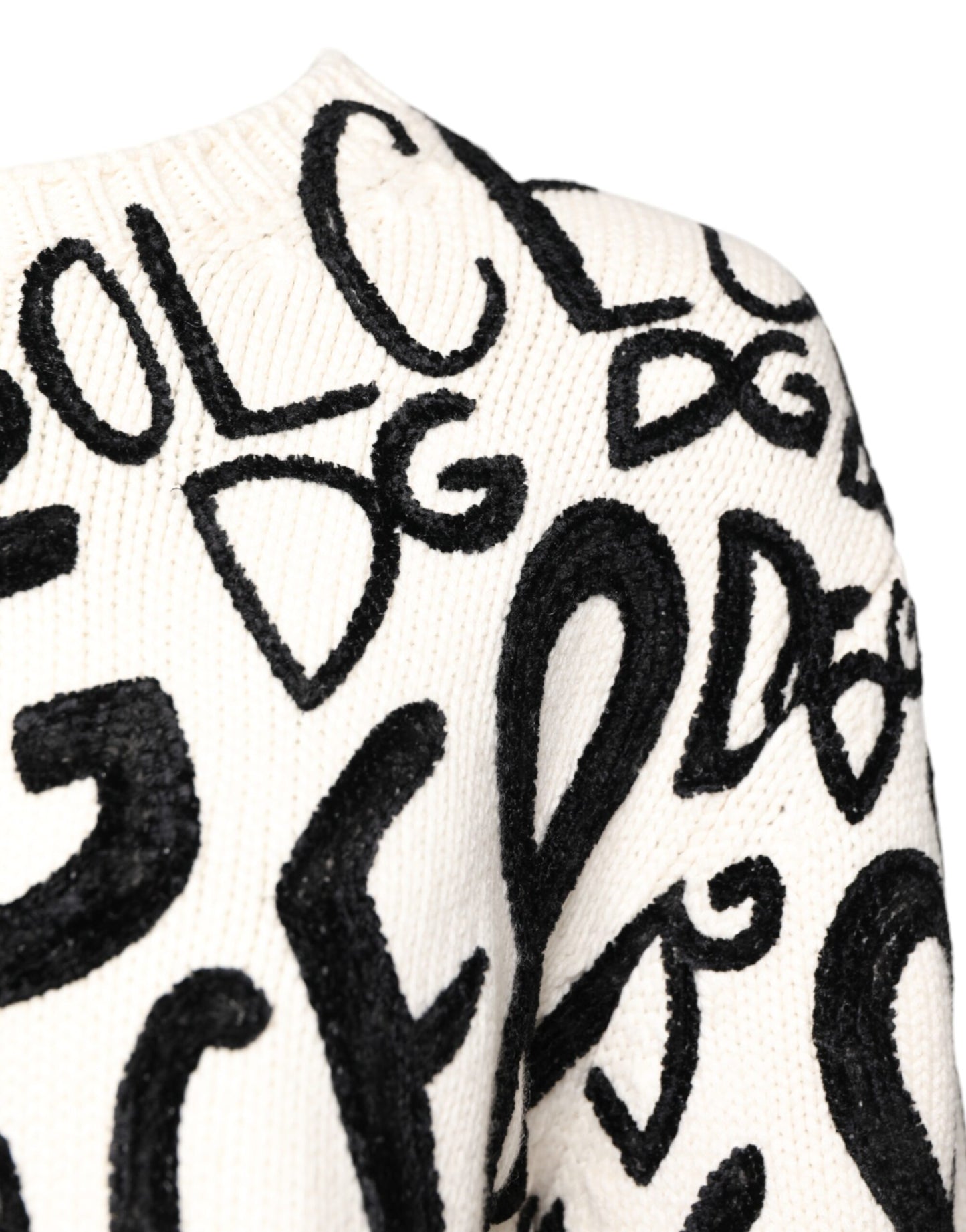 Dolce &amp; Gabbana Weiß Schwarz Logo Print Damen Pullover
