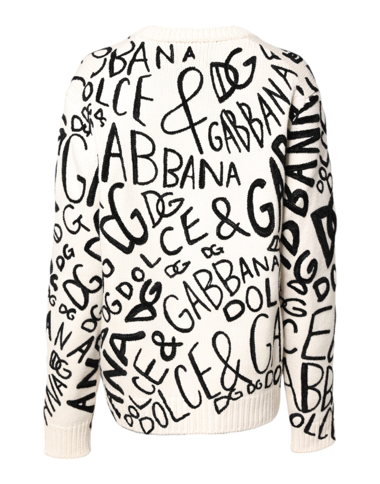 Dolce &amp; Gabbana Weiß Schwarz Logo Print Damen Pullover