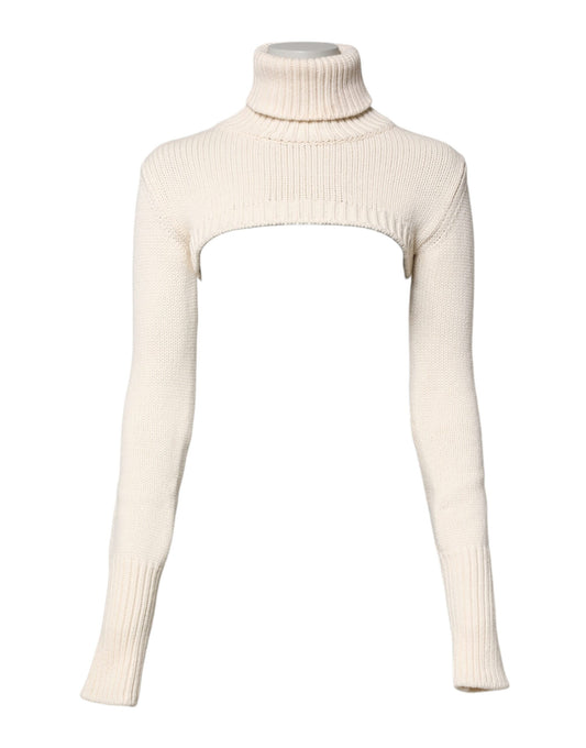 Dolce &amp; Gabbana – Kurzer Rollkragenpullover aus Kaschmir in Elfenbein