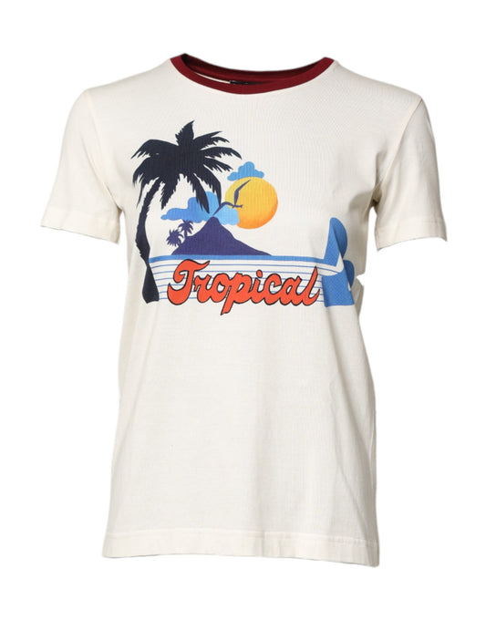 Dolce &amp; Gabbana – Weißes, kurzärmliges T-Shirt mit Baumwolldruck