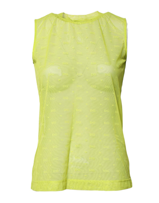 Dolce &amp; Gabbana Grünes, durchsichtiges Nylon-Tanktop für Damen