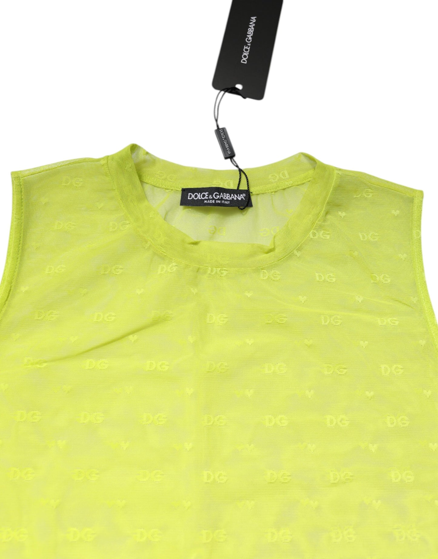 Dolce &amp; Gabbana Grünes, durchsichtiges Nylon-Tanktop für Damen