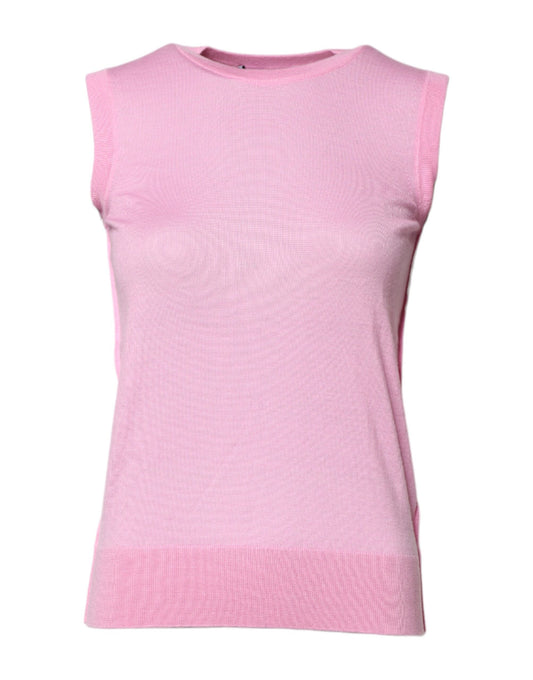 Dolce &amp; Gabbana – Ärmelloses Tanktop aus Kaschmir mit Rundhalsausschnitt in Rosa