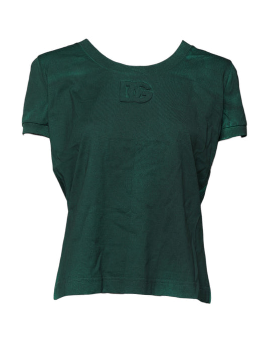 Dolce &amp; Gabbana – Grünes T-Shirt aus Baumwolle mit Rundhalsausschnitt und kurzen Ärmeln