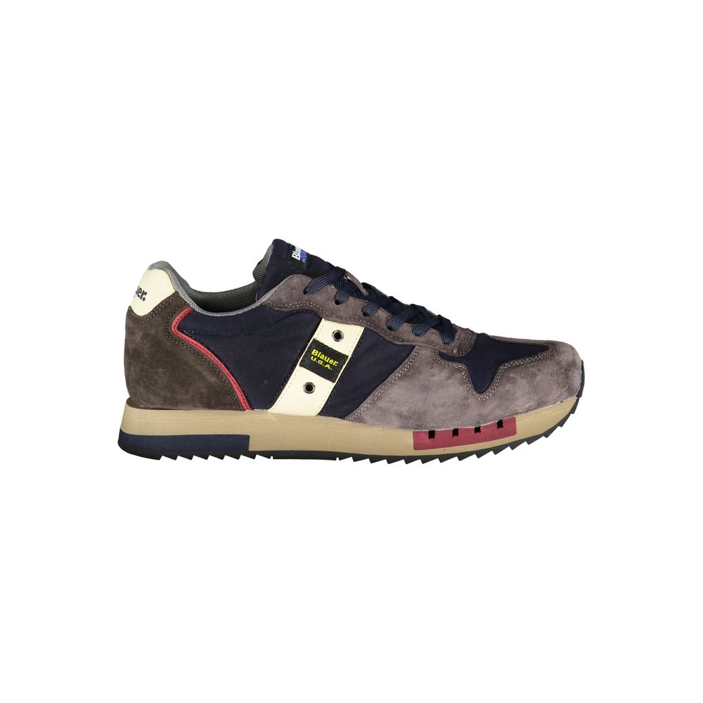 Blauer Schlanke blaue Designer-Sneaker mit Kontrastakzenten