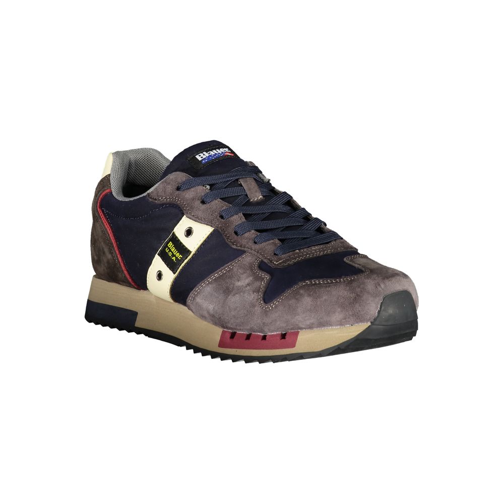 Blauer Schlanke blaue Designer-Sneaker mit Kontrastakzenten