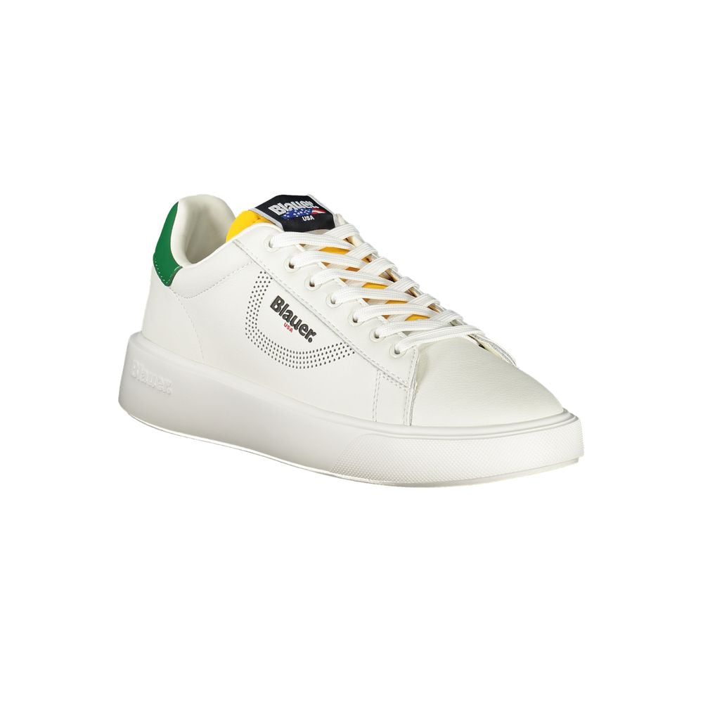 Blauer Herren-Sneaker aus weißem Leder
