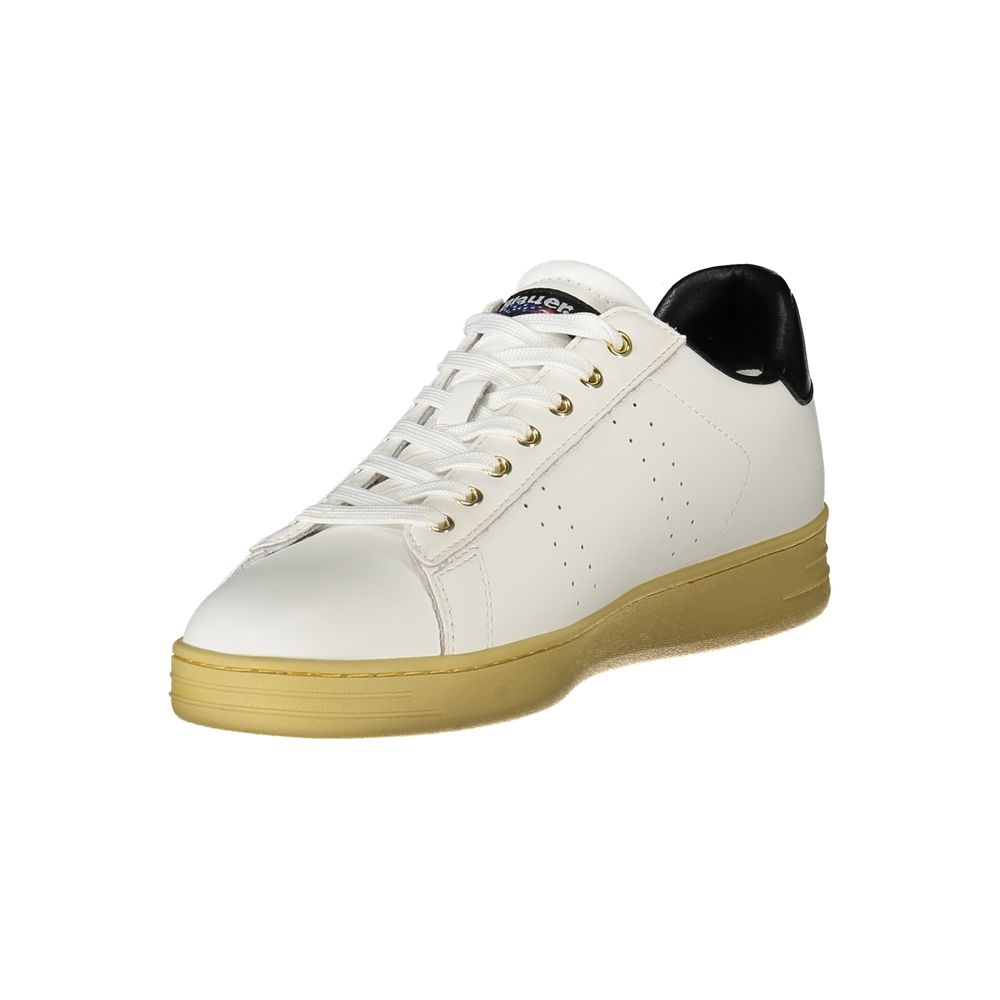 Blauer Herren-Sneaker aus weißem Leder