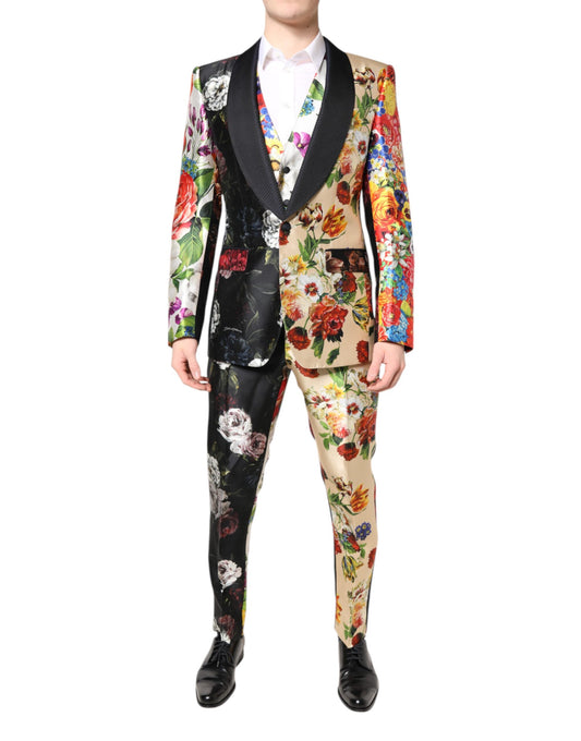 Dolce &amp; Gabbana – Dreiteiliger Anzug „SICILY“ aus Seide mit mehrfarbigem Blumenmuster