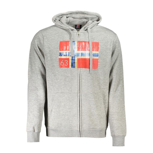 Norway 1963 Gray Cotton Men Sweater with Hood and Zip
