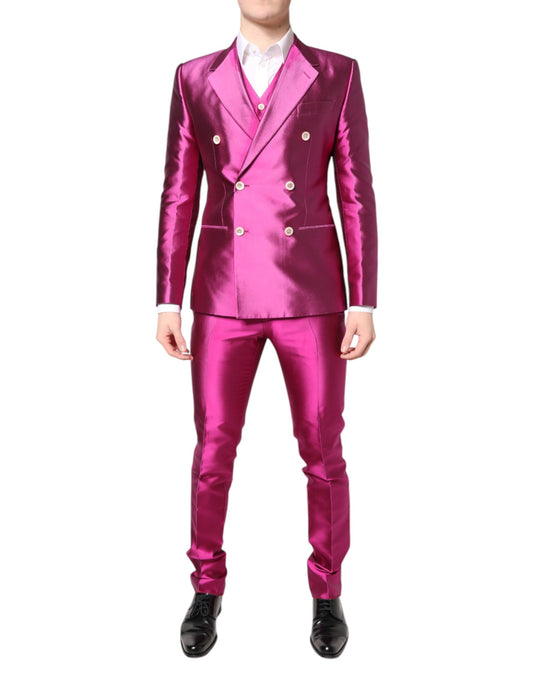 Dolce &amp; Gabbana – Zweireihiger, dreiteiliger Anzug „SICILY“, Pink