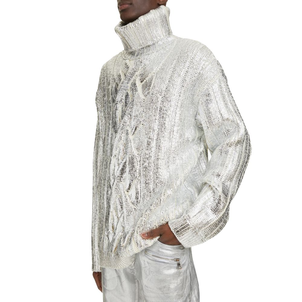 Maglione a collo alto in lana marrone Balmain da uomo