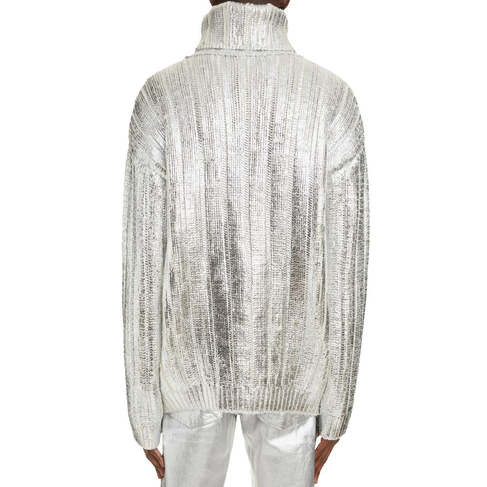 Maglione a collo alto in lana marrone Balmain da uomo