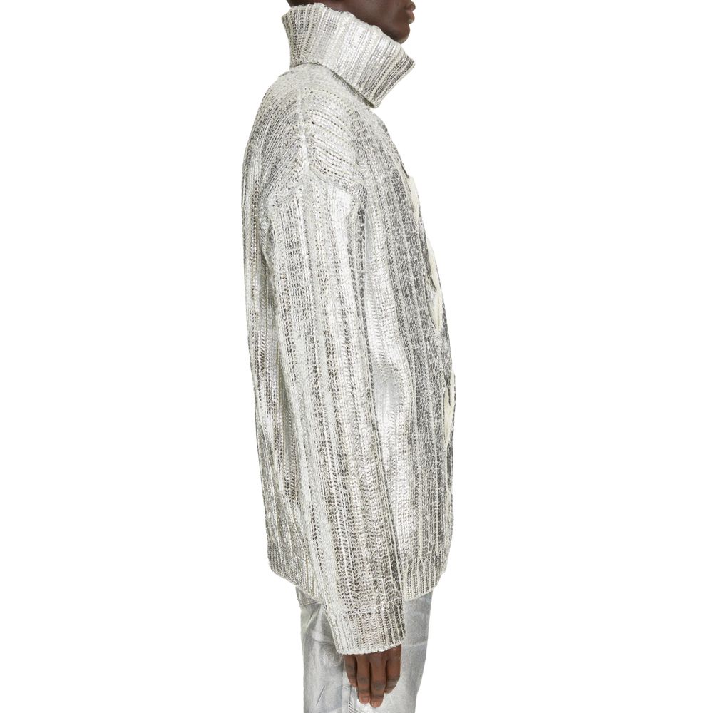 Maglione a collo alto in lana marrone Balmain da uomo