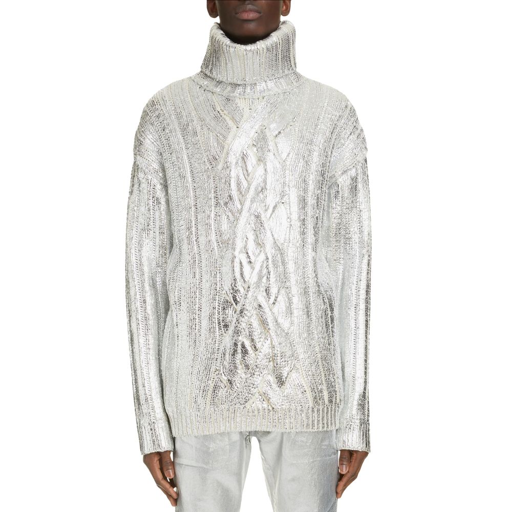 Maglione a collo alto in lana marrone Balmain da uomo