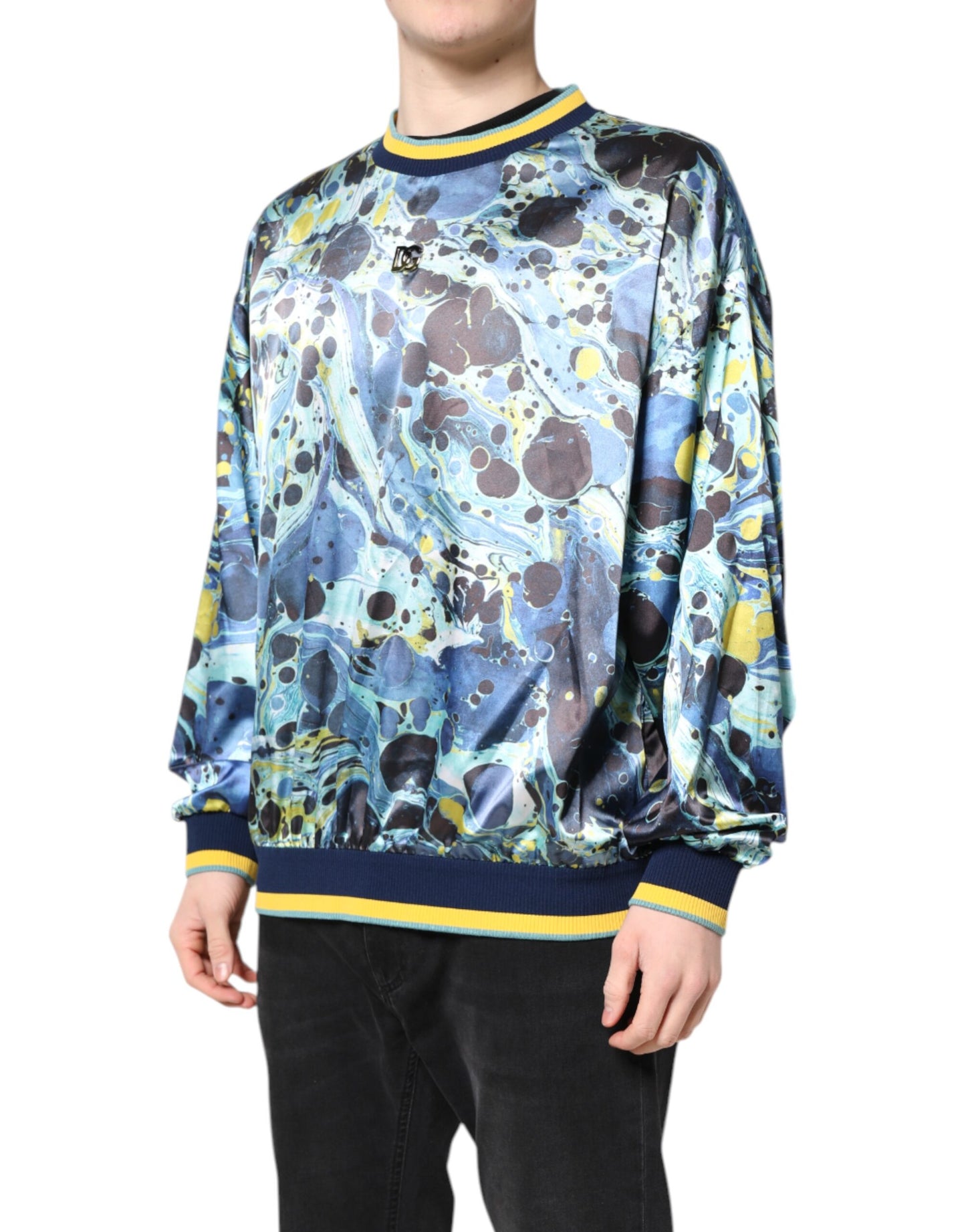 Dolce &amp; Gabbana Herrenpullover mit mehrfarbigem Marmor-Print