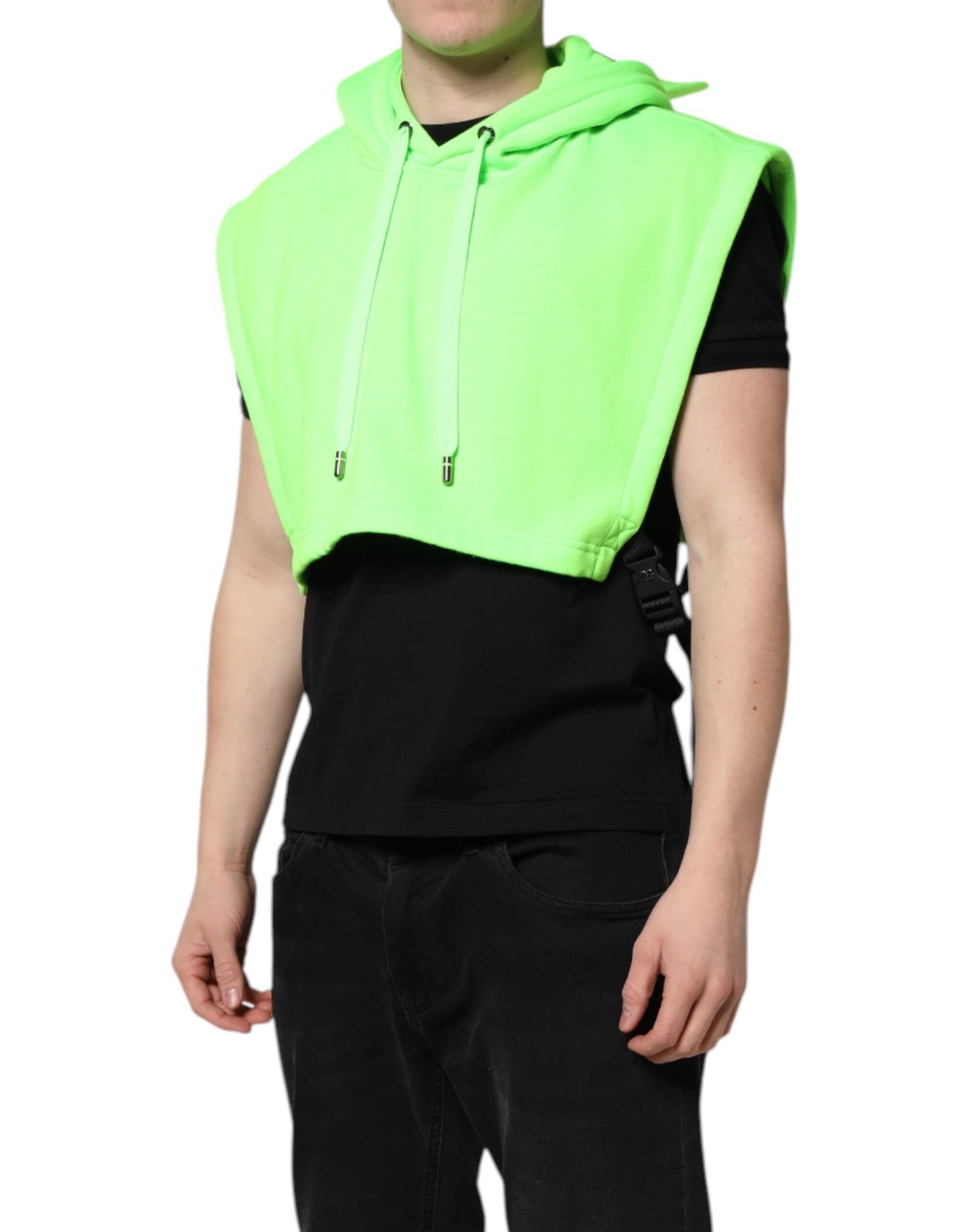 Dolce &amp; Gabbana Grüner Polyester-Sportwestenpullover mit Kapuze