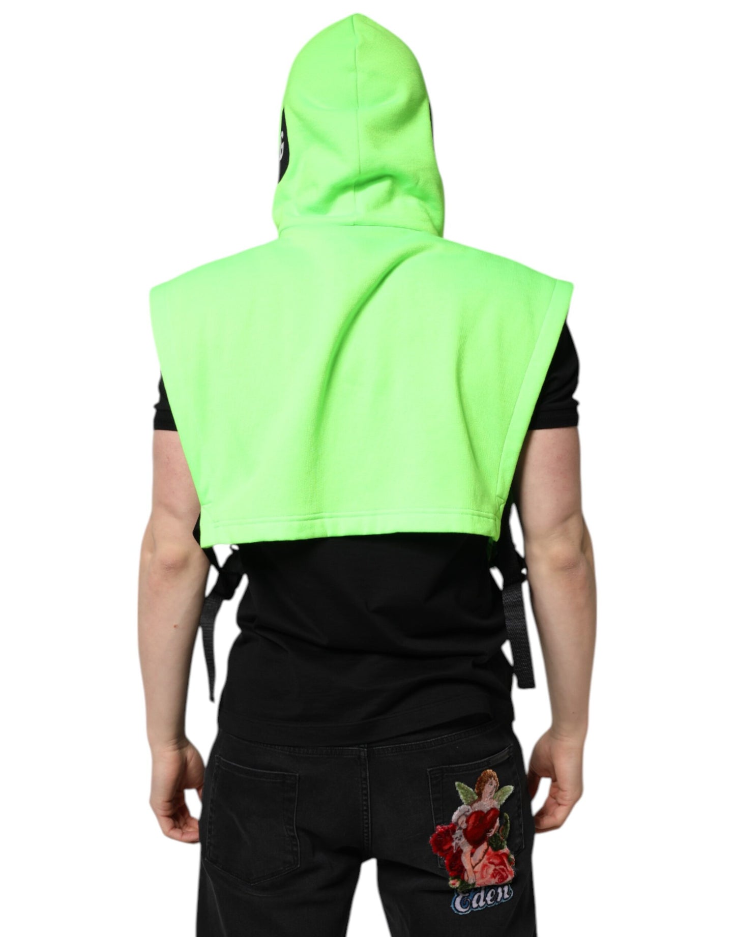 Dolce &amp; Gabbana Grüner Polyester-Sportwestenpullover mit Kapuze