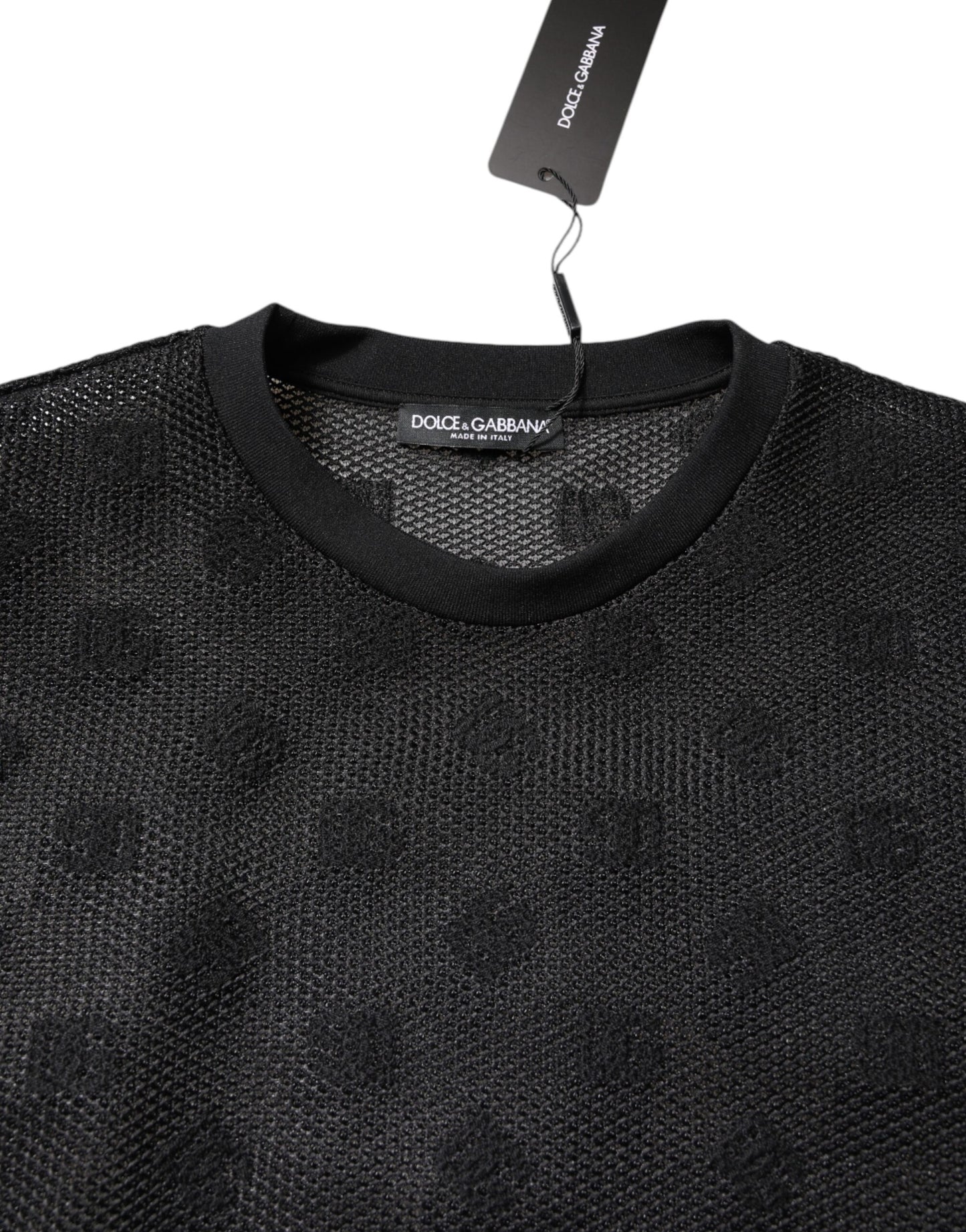 Dolce &amp; Gabbana – Schwarzes, durchsichtiges T-Shirt mit kurzen Ärmeln und Logo