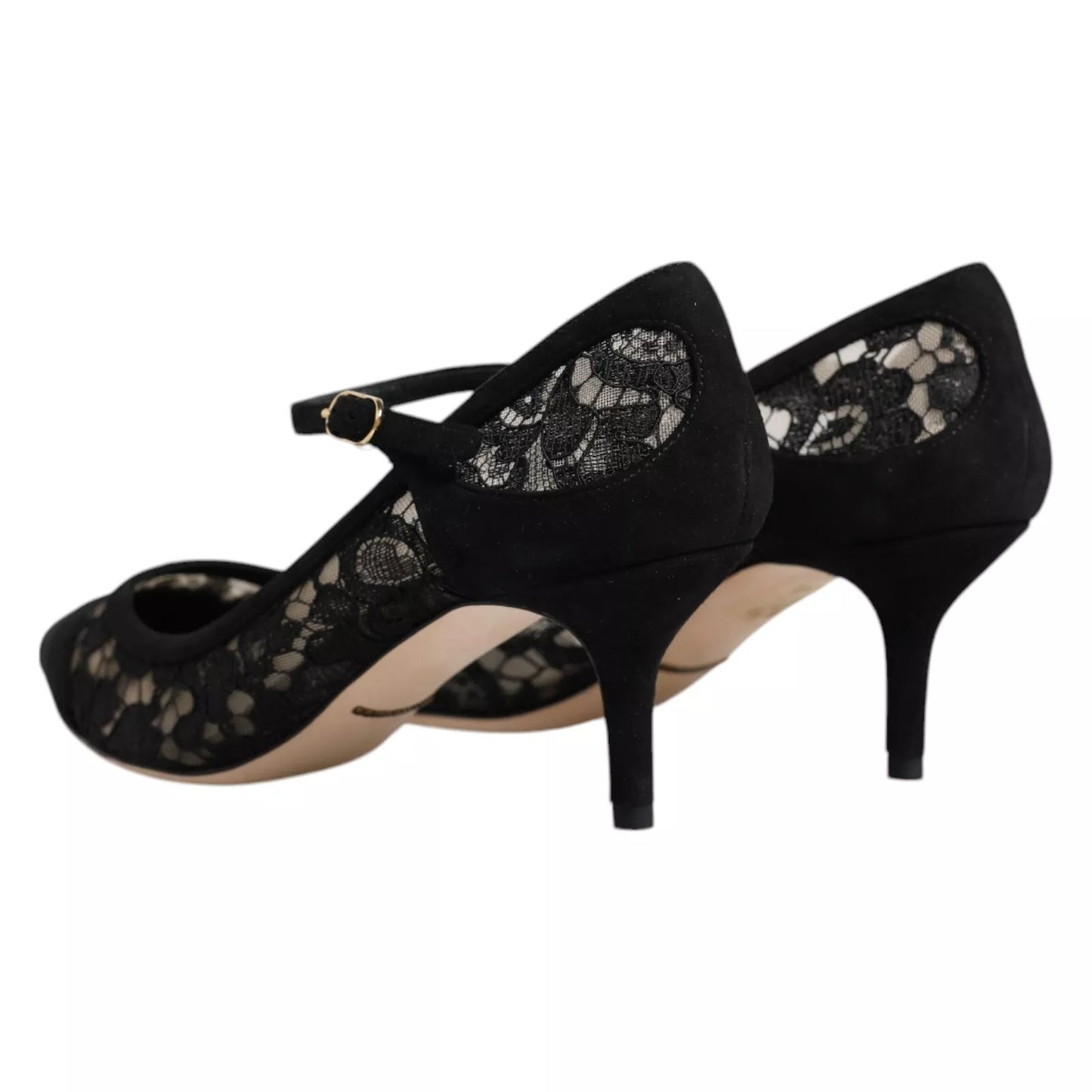 Scarpe con tacco Dolce &amp; Gabbana Mary Jane nere in pizzo Taormina