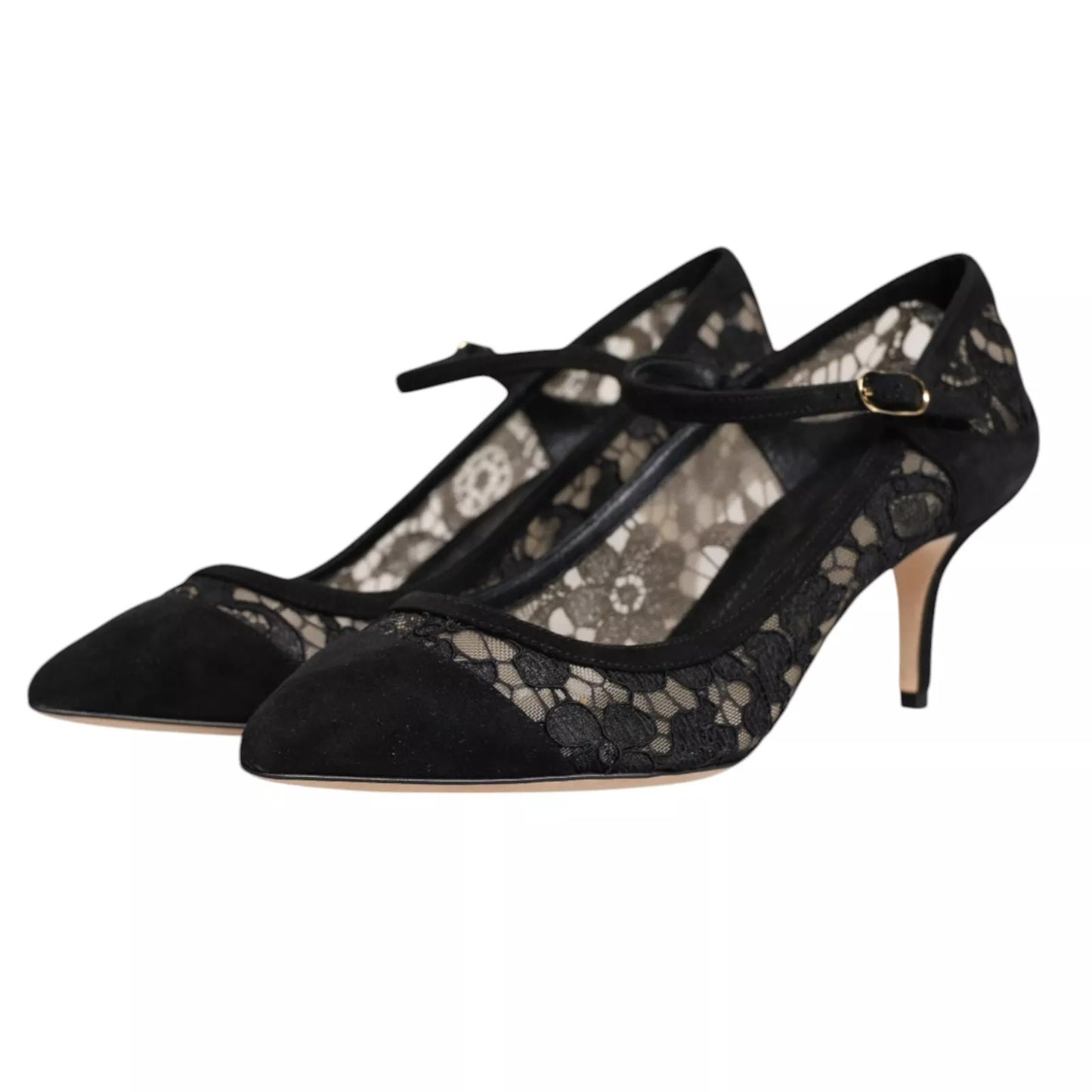 Scarpe con tacco Dolce &amp; Gabbana Mary Jane nere in pizzo Taormina