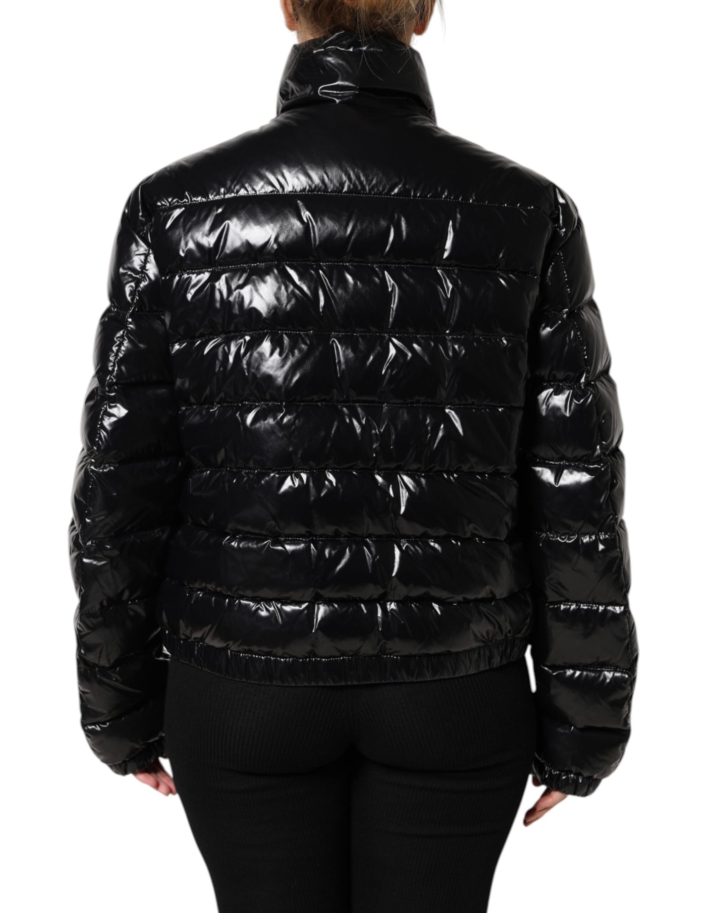 Piumino Dolce &amp; Gabbana con placca logo nera e zip intera