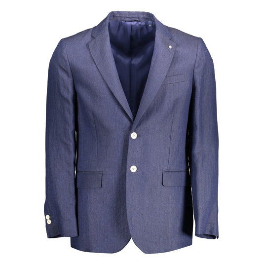 Gant Blue Linen Men Blazer