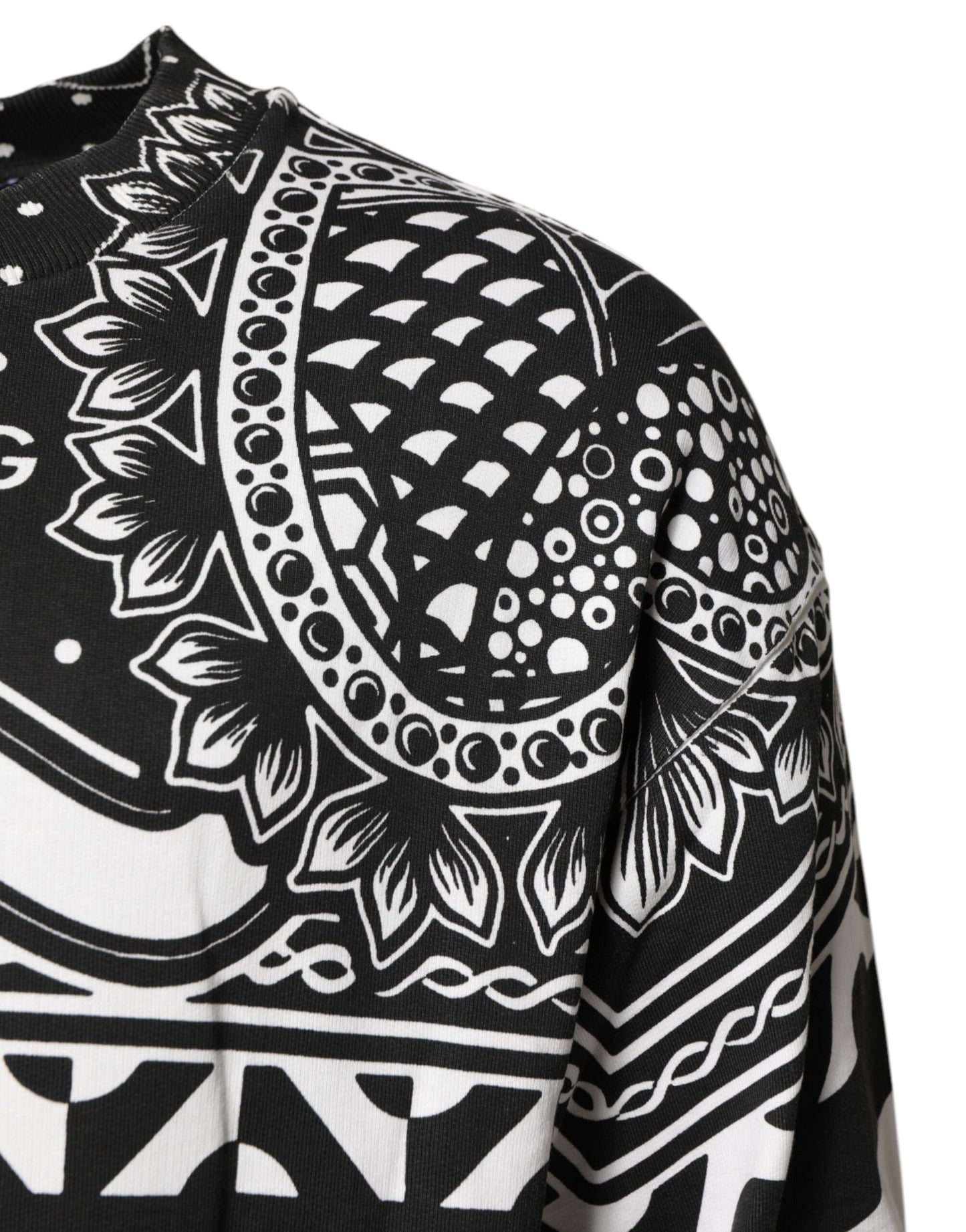 Dolce &amp; Gabbana Felpa da uomo in cotone con bandana nera e bianca