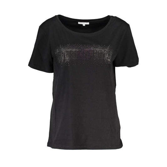 Patrizia Pepe Schickes kurzärmliges T-Shirt mit weitem Ausschnitt und Kontrastdetails
