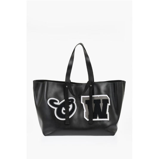 Off-White Leather DAY OFF VARSITY Weekend Bag with Contrasting Patches