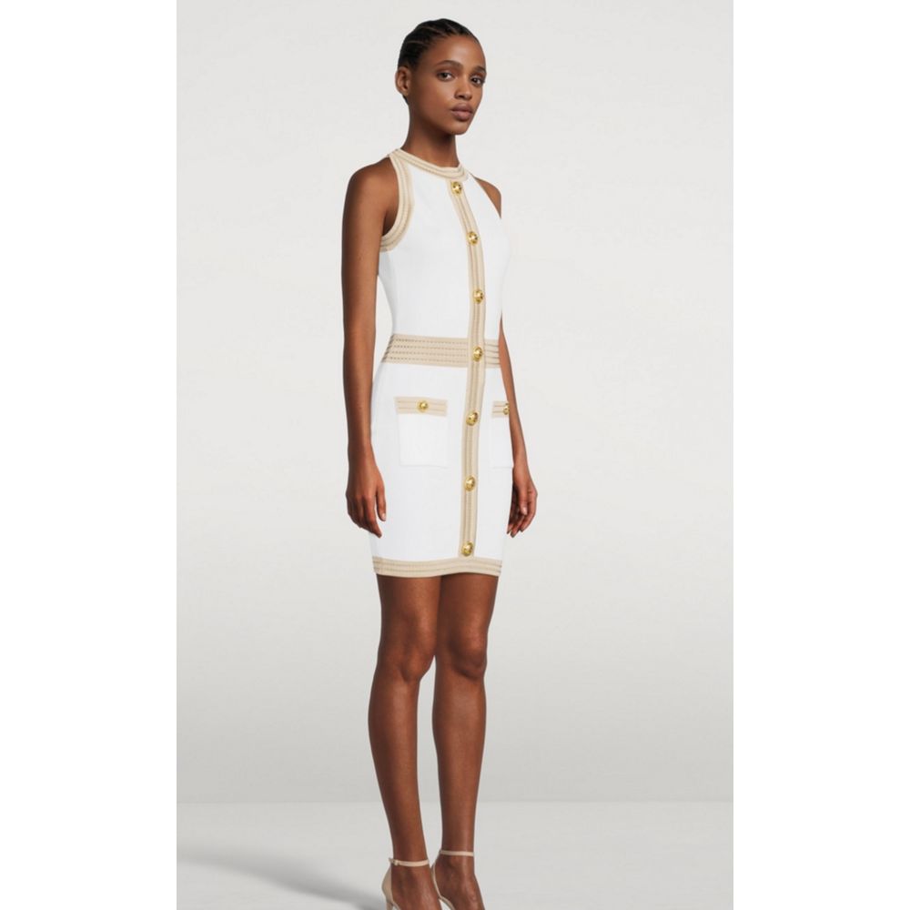 Balmain Weißes Viskose-Damenkleid