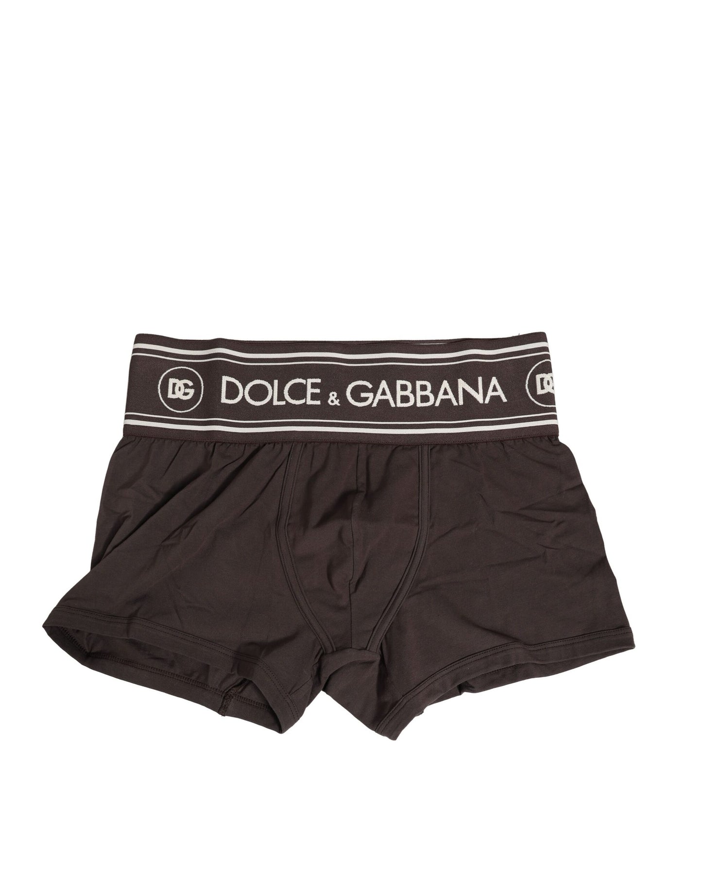 Dolce & Gabbana Brown Cotton Stretch Regular Boxer Underwear