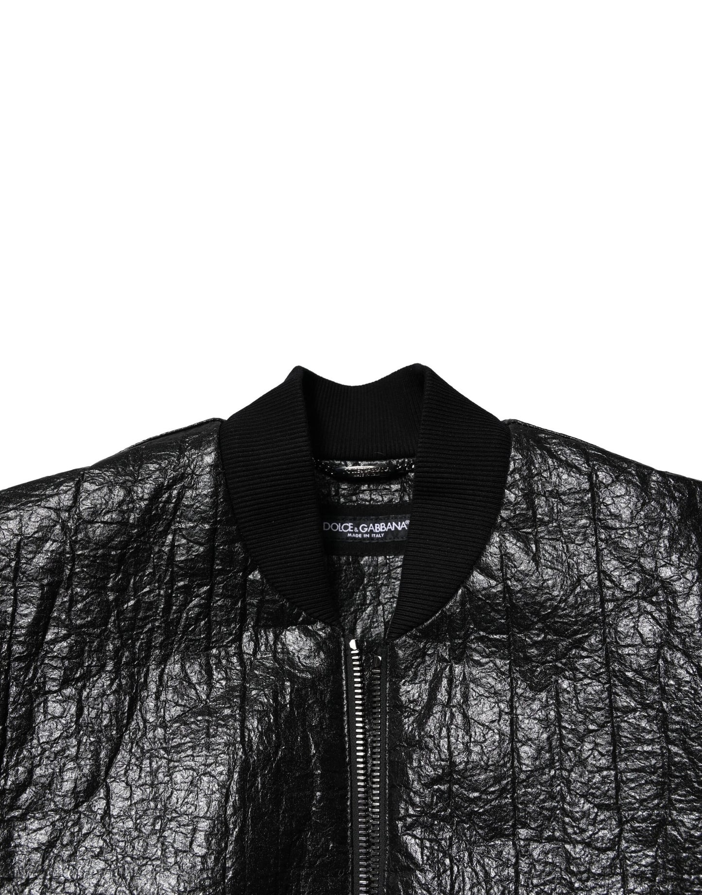 Giacca bomber con cerniera completa e placca logo nera Dolce &amp; Gabbana