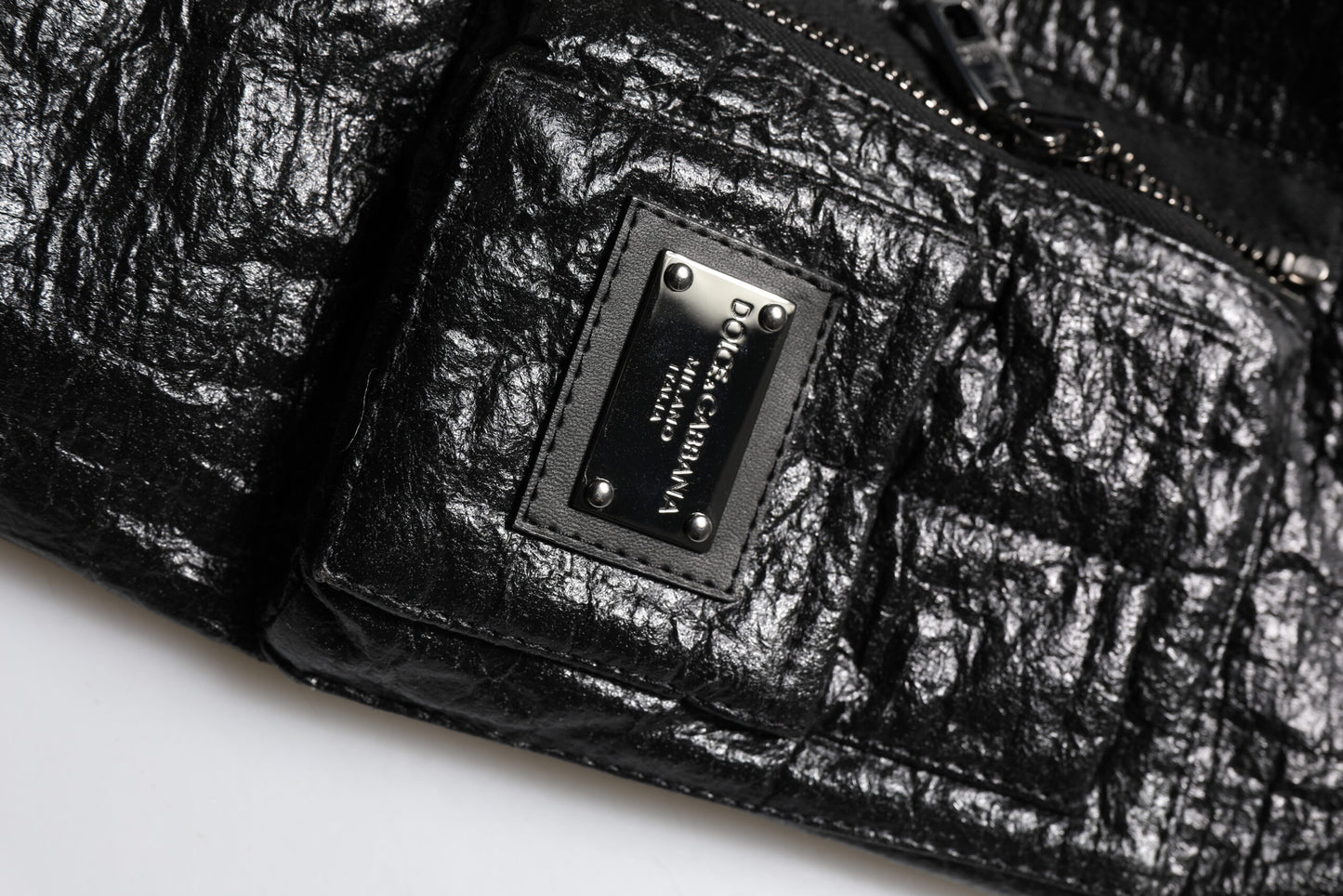 Giacca bomber con cerniera completa e placca logo nera Dolce &amp; Gabbana