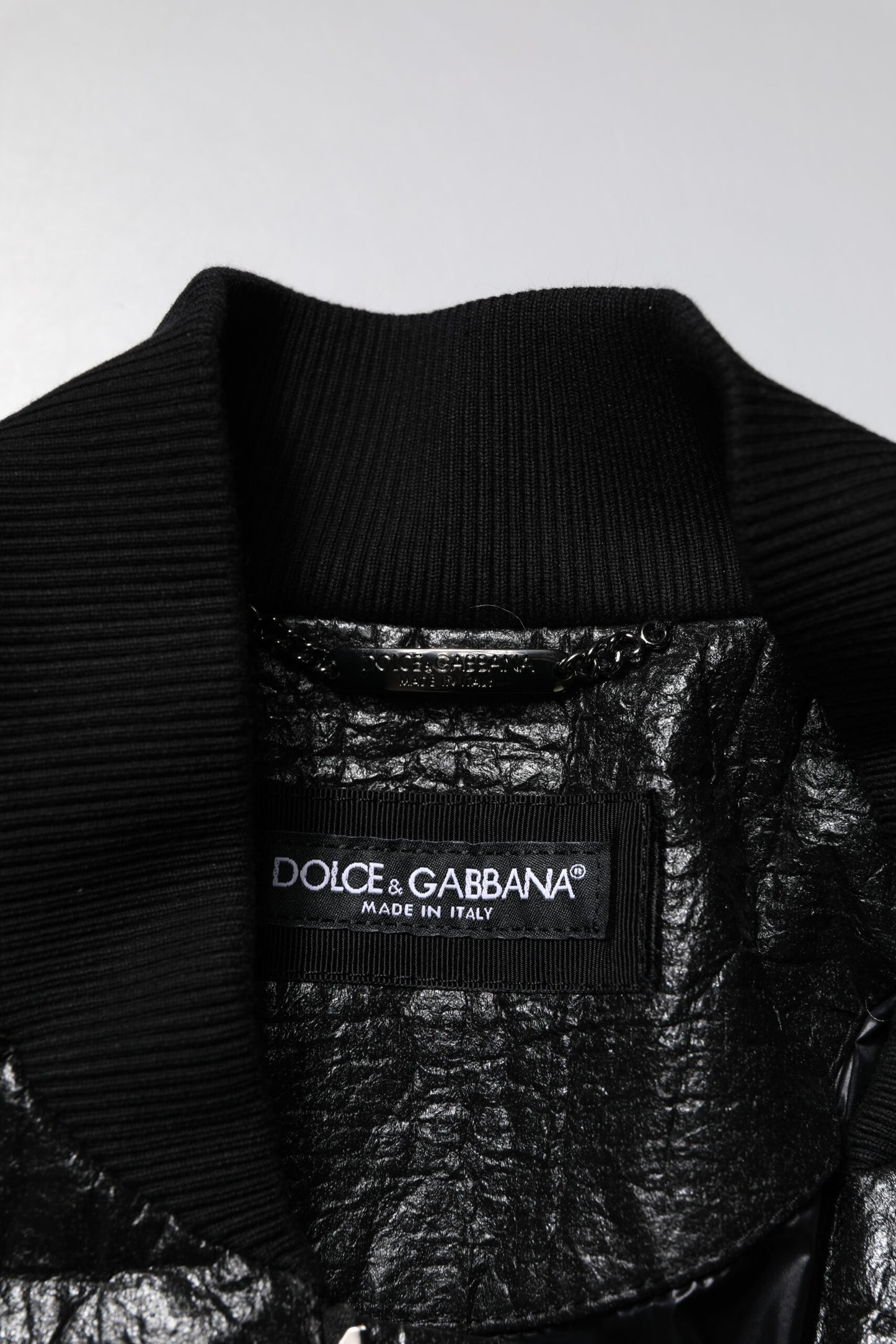Giacca bomber con cerniera completa e placca logo nera Dolce &amp; Gabbana
