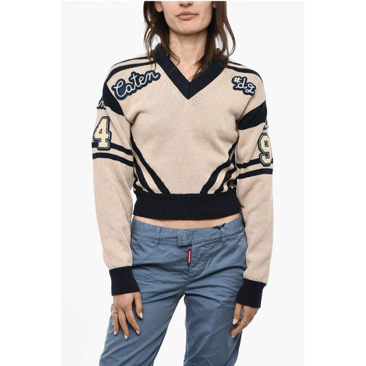 Dsquared² V-Neck Cotton Sweatshirt With Embroidered Logo